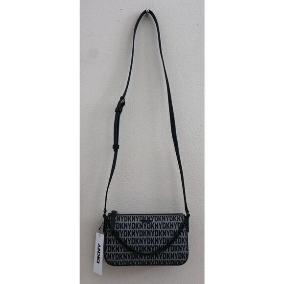 DKNY WMN's Demi White/Black Logo Bryant Park w/Chain Shoulder Crossbody Bag - Picture 4 of 14
